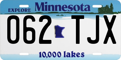 MN license plate 062TJX