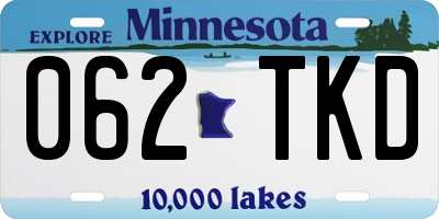 MN license plate 062TKD