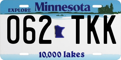 MN license plate 062TKK