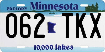 MN license plate 062TKX