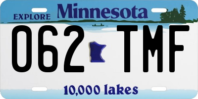 MN license plate 062TMF