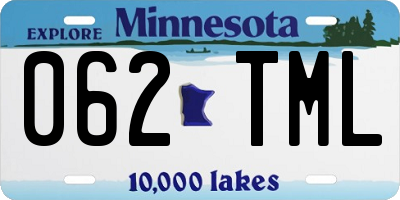 MN license plate 062TML