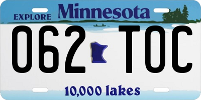 MN license plate 062TOC