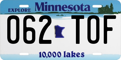 MN license plate 062TOF