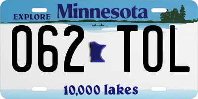 MN license plate 062TOL