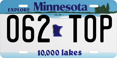 MN license plate 062TOP