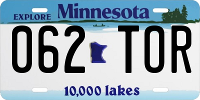 MN license plate 062TOR