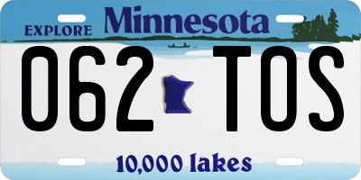 MN license plate 062TOS