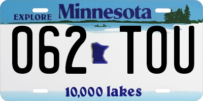 MN license plate 062TOU