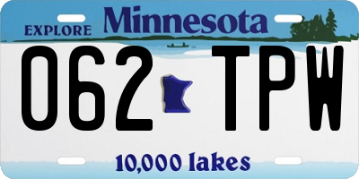 MN license plate 062TPW