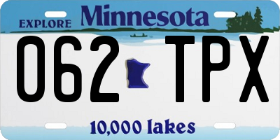MN license plate 062TPX