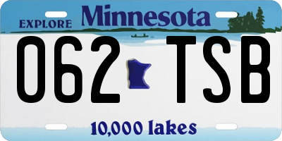 MN license plate 062TSB