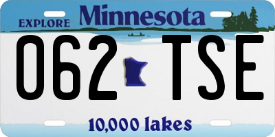 MN license plate 062TSE
