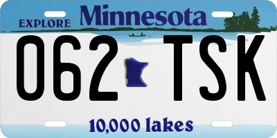 MN license plate 062TSK
