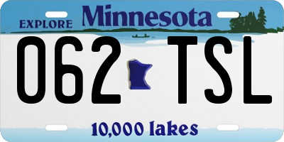 MN license plate 062TSL