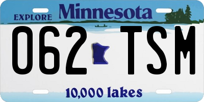 MN license plate 062TSM