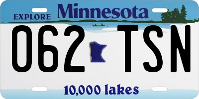 MN license plate 062TSN