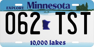 MN license plate 062TST