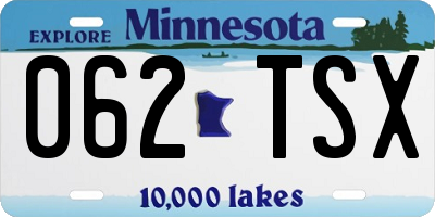 MN license plate 062TSX