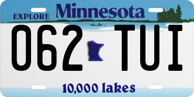 MN license plate 062TUI