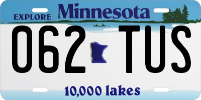 MN license plate 062TUS