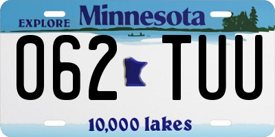 MN license plate 062TUU