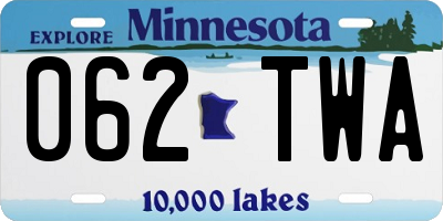 MN license plate 062TWA
