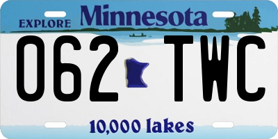 MN license plate 062TWC