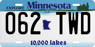MN license plate 062TWD