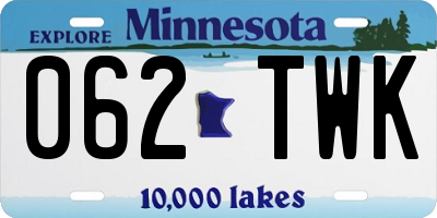 MN license plate 062TWK