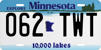 MN license plate 062TWT