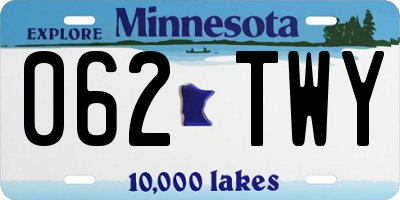 MN license plate 062TWY