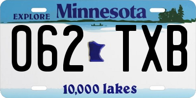 MN license plate 062TXB