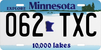 MN license plate 062TXC