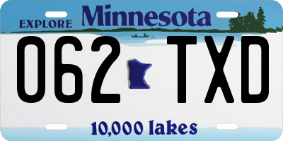 MN license plate 062TXD