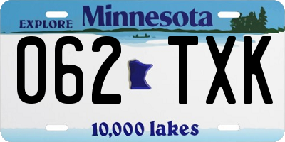 MN license plate 062TXK