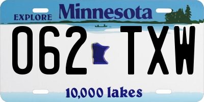 MN license plate 062TXW
