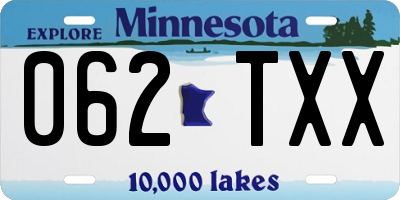 MN license plate 062TXX