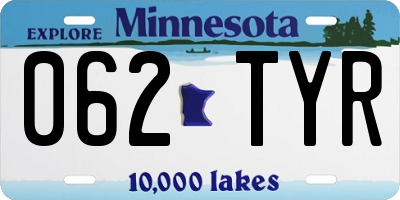 MN license plate 062TYR