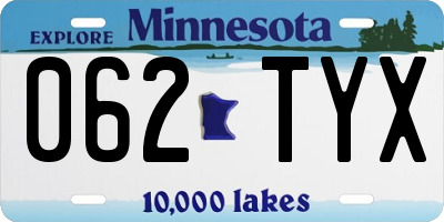 MN license plate 062TYX
