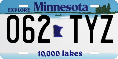 MN license plate 062TYZ