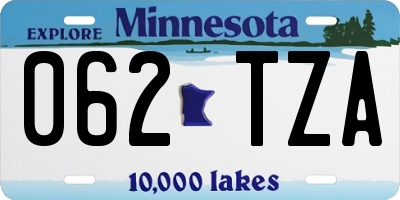 MN license plate 062TZA