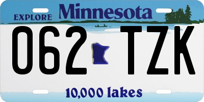 MN license plate 062TZK