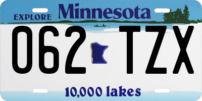 MN license plate 062TZX