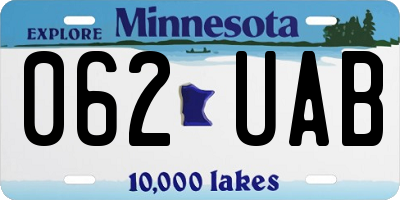MN license plate 062UAB