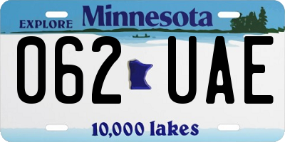 MN license plate 062UAE