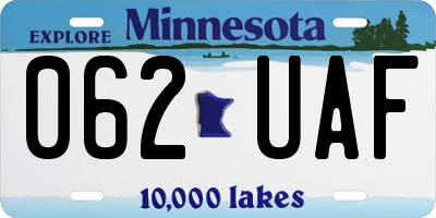MN license plate 062UAF