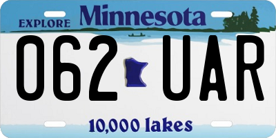 MN license plate 062UAR