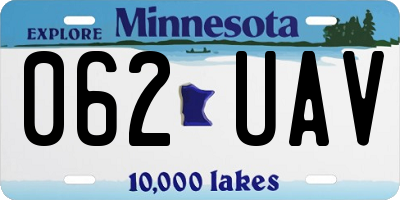 MN license plate 062UAV