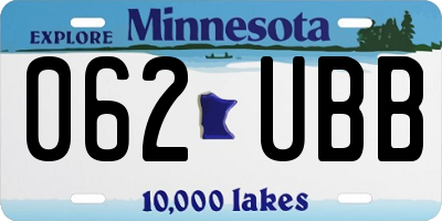 MN license plate 062UBB